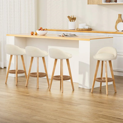 Artiss 4x Bar Stools Padded Leather Wooden Beige - Mekamart Australia