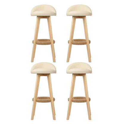 Artiss 4x Bar Stools Padded Leather Wooden Beige - Mekamart Australia