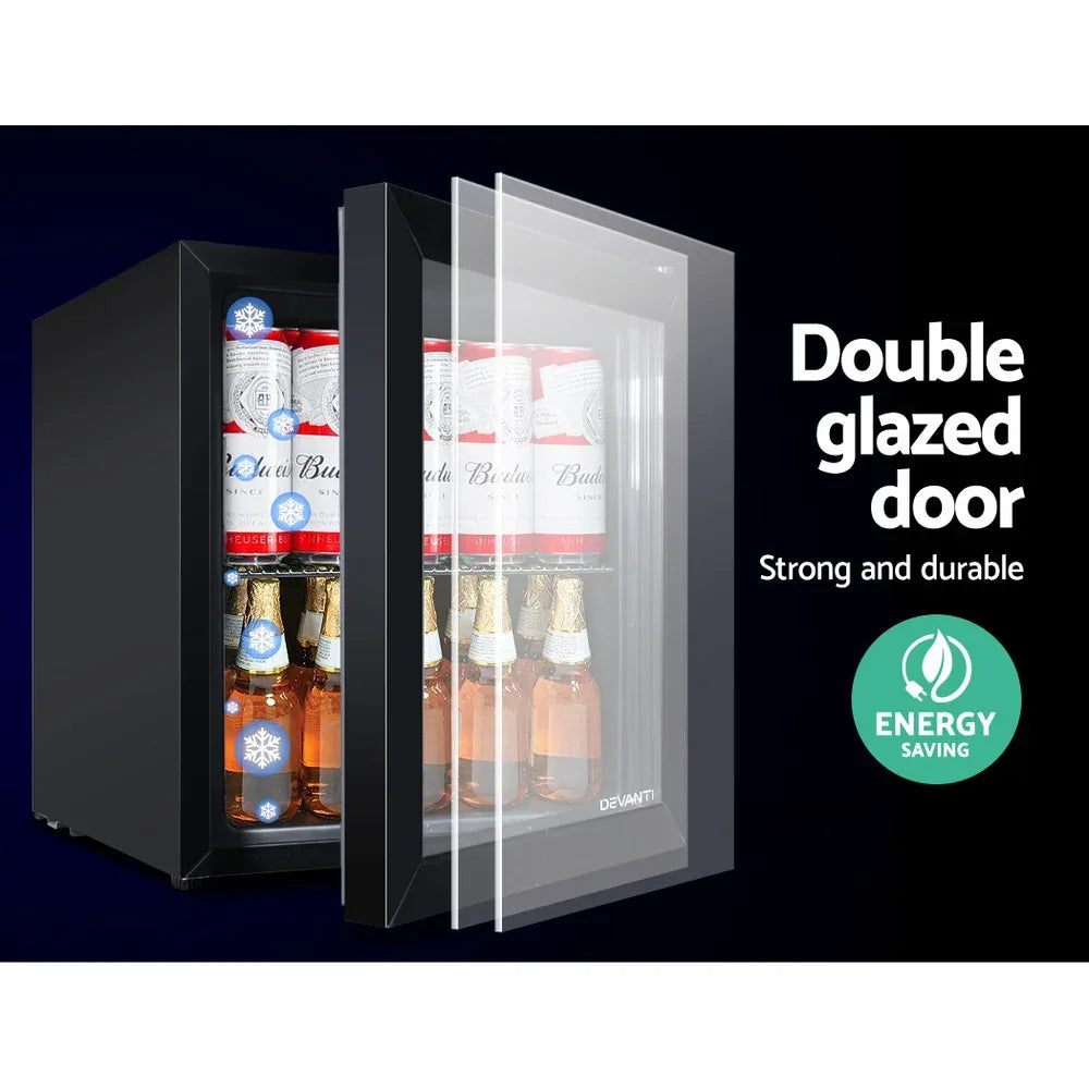 Devanti 46L Bar Fridge Glass Door Black - Mekamart Australia