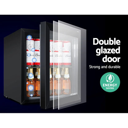 Devanti 46L Bar Fridge Glass Door Black - Mekamart Australia