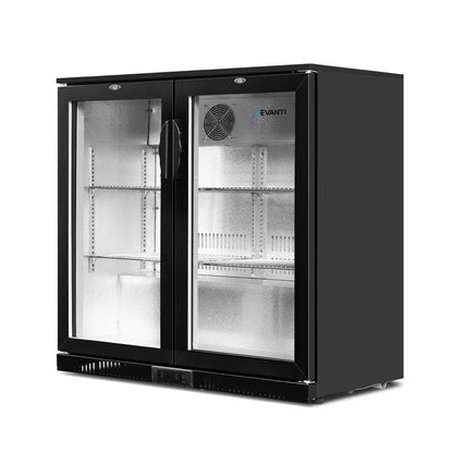 Devanti 198L Bar Fridge Dual Glass Door w/Light Black - Mekamart Australia