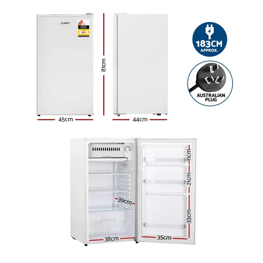 Devanti 95L Bar Fridge White - Mekamart Australia