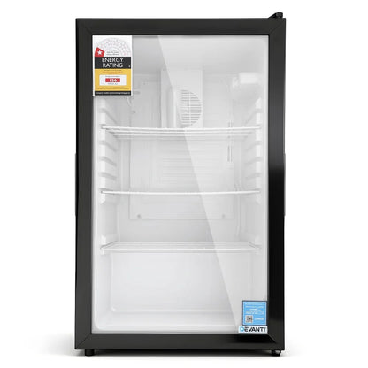 Devanti 105L Bar Fridge Glass Door Mini Fridge Countertop Cooler Black - Mekamart Australia