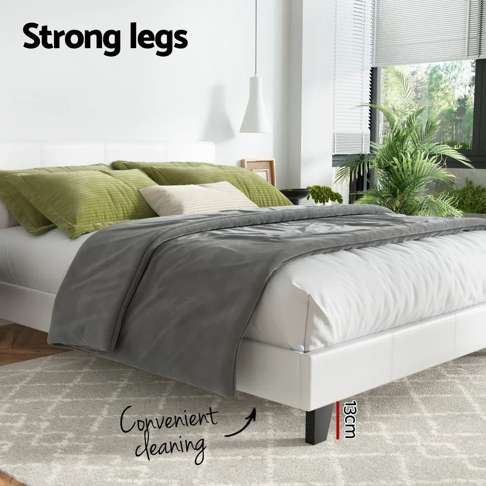 Artiss Bed Frame Double Size White NEO - Mekamart Australia