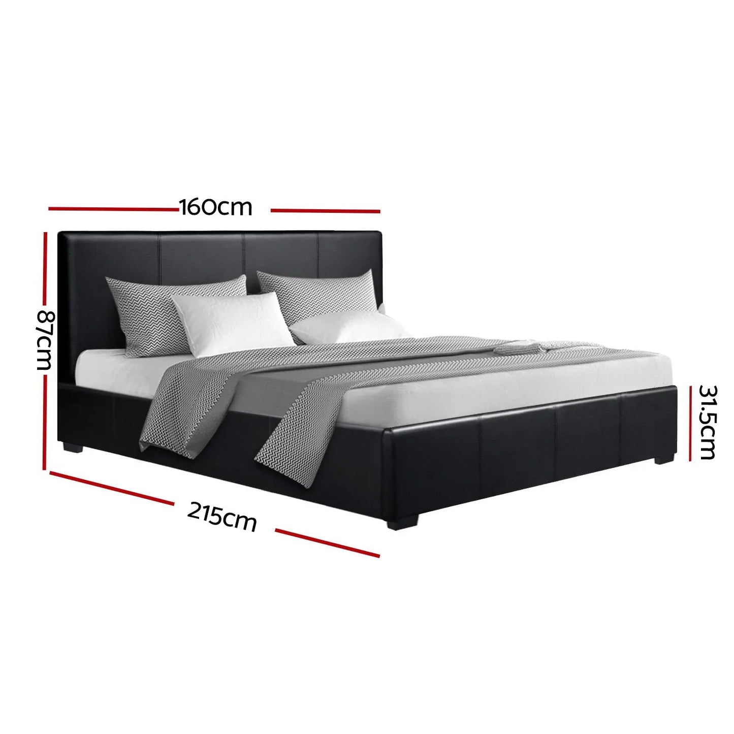 Artiss Bed Frame Queen Size Gas Lift Black NINO - Mekamart Australia