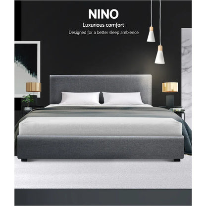 Artiss Bed Frame Queen Size Gas Lift Grey NINO - Mekamart Australia