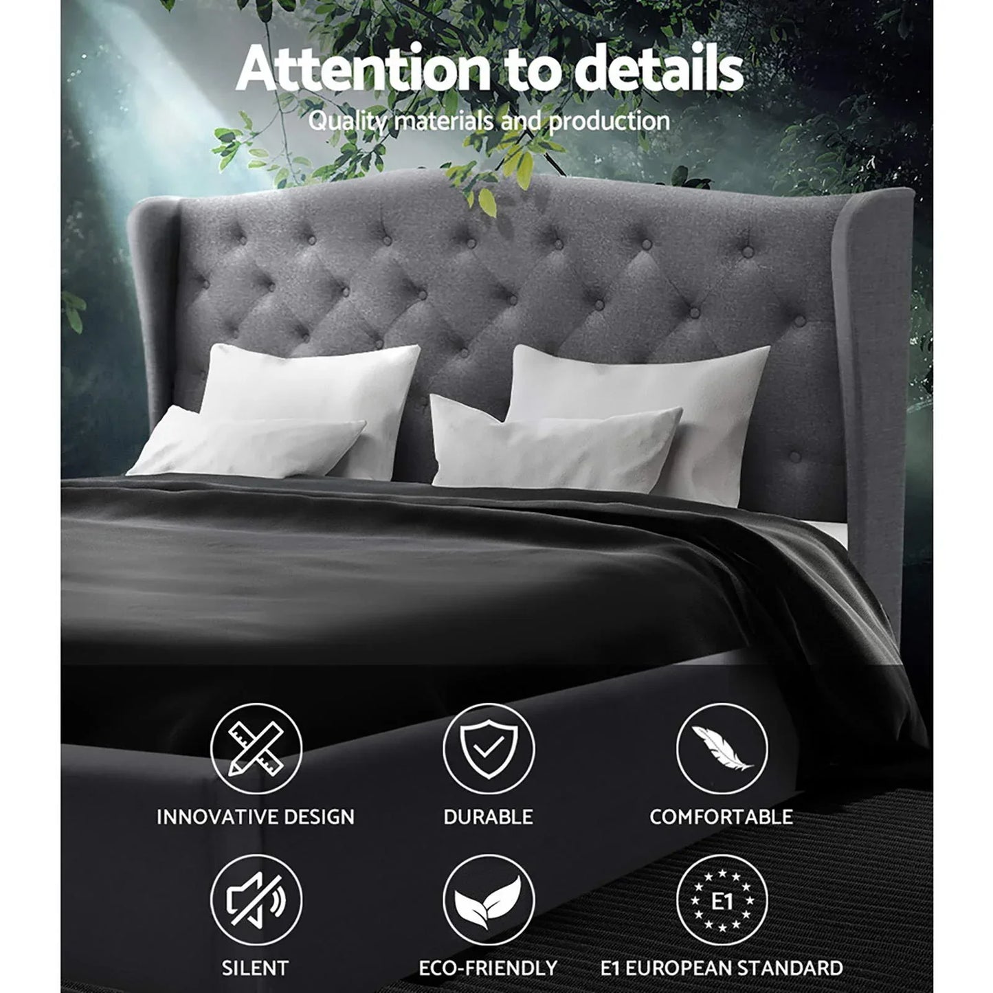 Artiss Bed Frame Queen Size Grey PIER - Mekamart Australia