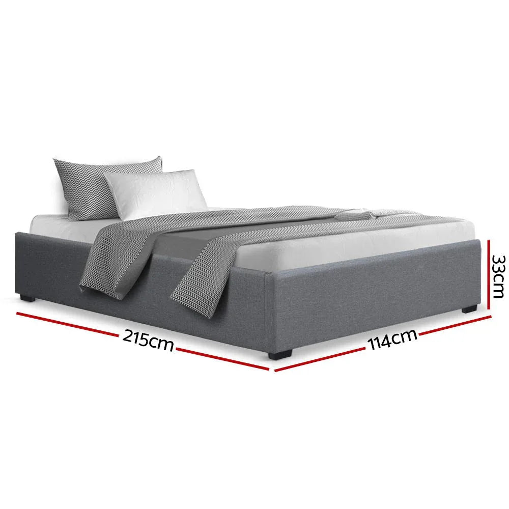 Artiss Bed Frame King Single Size Gas Lift Base Grey TOKI - Mekamart Australia