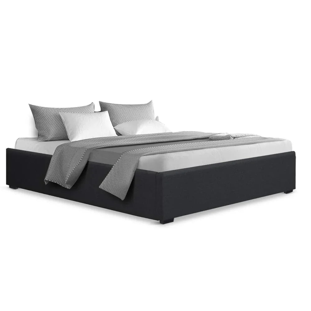 Artiss Bed Frame Queen Size Gas Lift Base Charcoal TOKI - Mekamart Australia