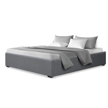 Artiss Bed Frame Queen Size Gas Lift Base Grey TOKI - Mekamart Australia