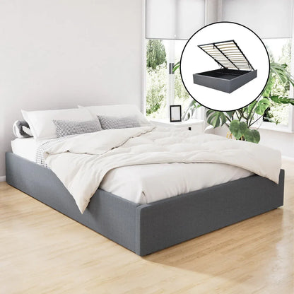 Artiss Bed Frame Queen Size Gas Lift Base Grey TOKI - Mekamart Australia