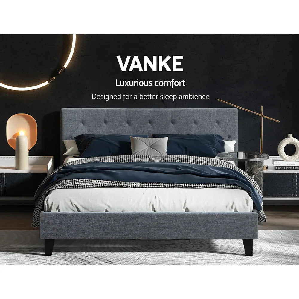 Artiss Bed Frame Queen Size Grey VANKE - Mekamart Australia