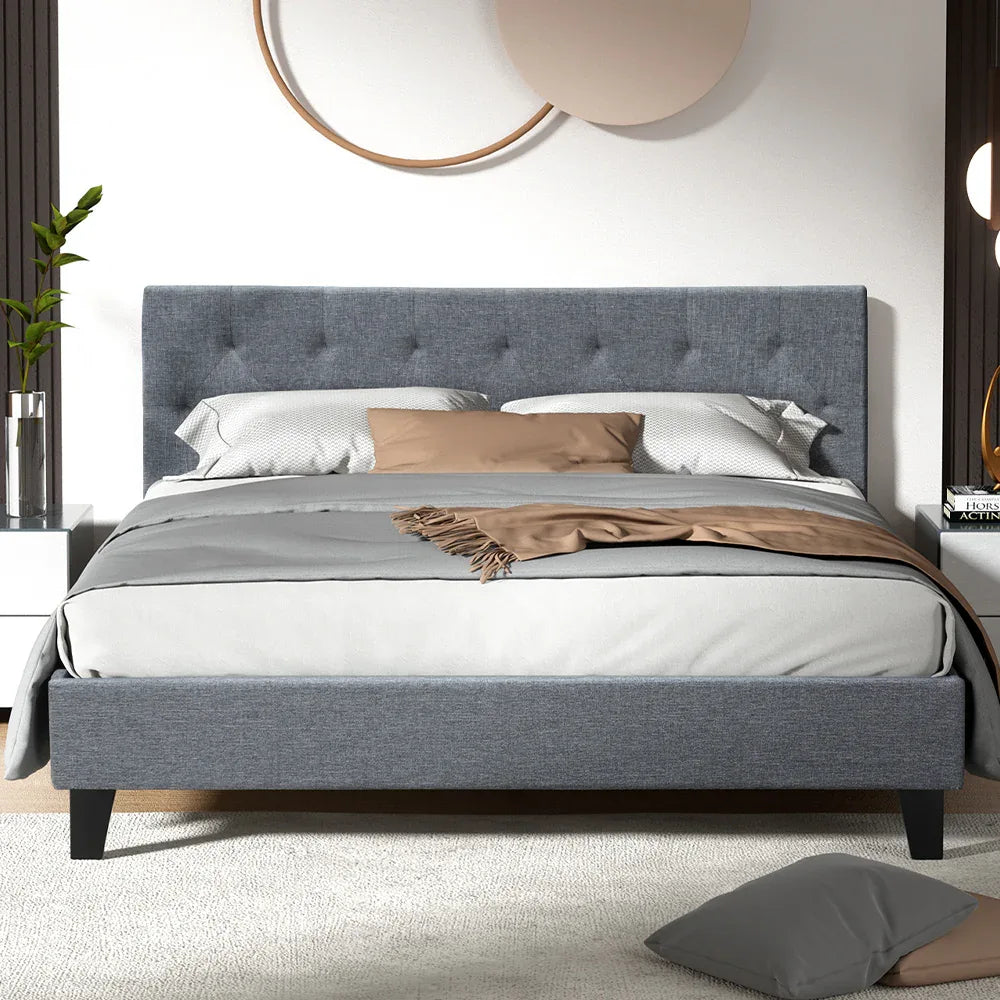 Artiss Bed Frame Queen Size Grey VANKE - Mekamart Australia