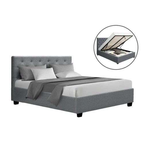 Artiss Bed Frame Double Size Gas Lift Grey VILA - Mekamart Australia