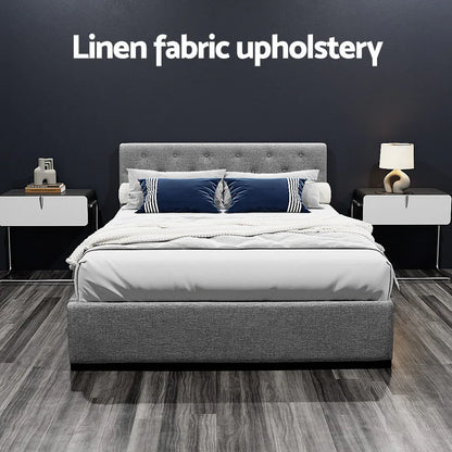 Artiss Bed Frame Double Size Gas Lift Grey VILA - Mekamart Australia