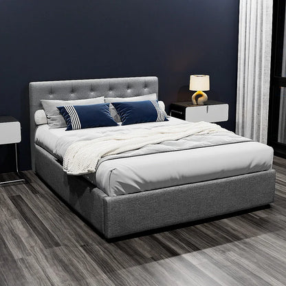 Artiss Bed Frame Double Size Gas Lift Grey VILA - Mekamart Australia