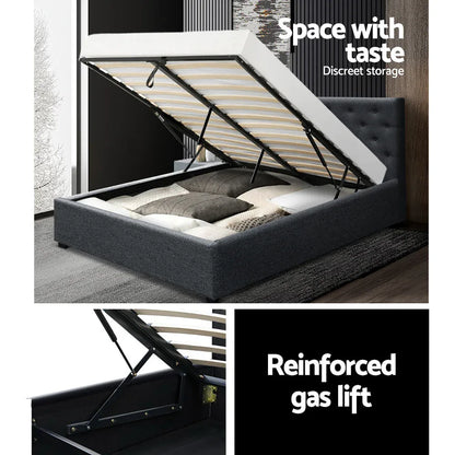 Artiss Bed Frame Queen Size Gas Lift Charcoal VILA - Mekamart Australia