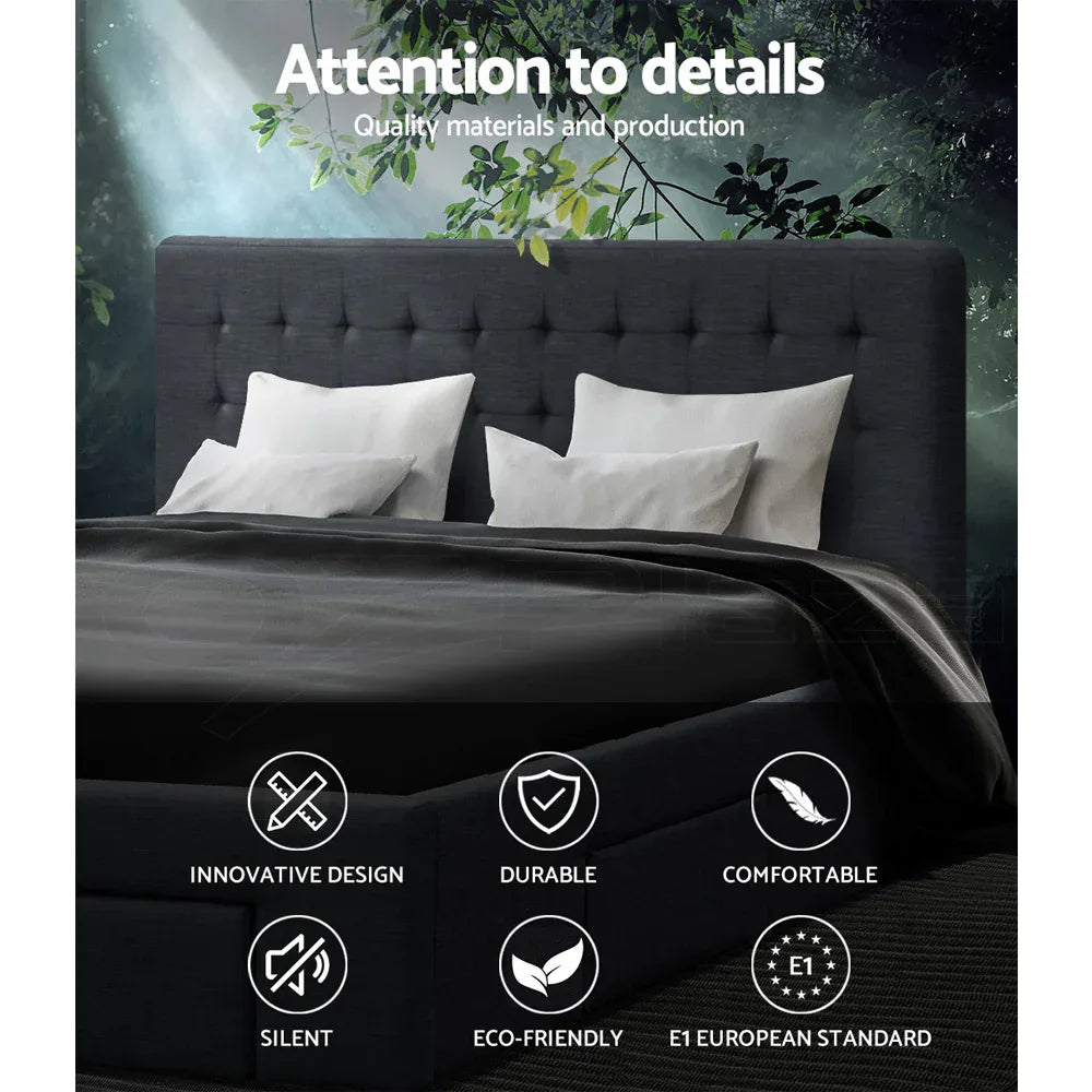 Artiss Bed Frame Queen Size with 4 Drawers Charcoal AVIO - Mekamart Australia