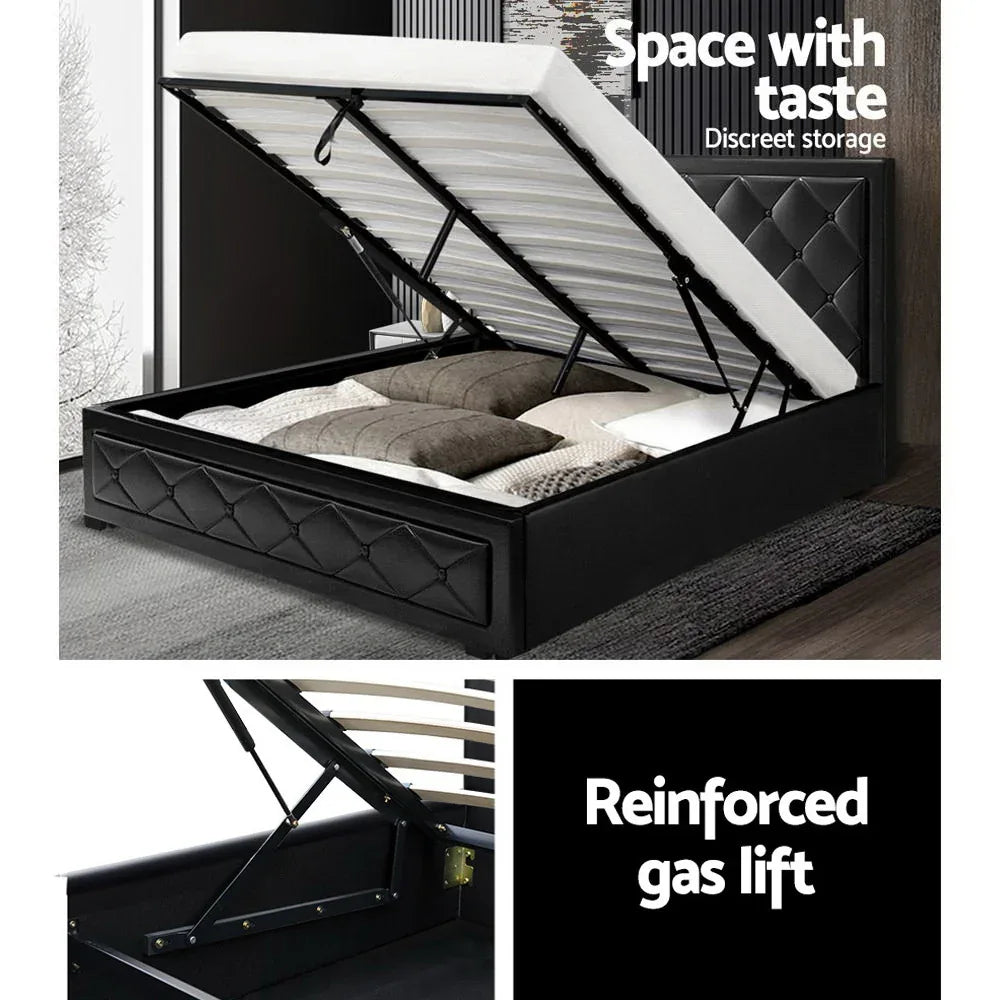 Artiss Bed Frame Queen Size Gas Lift Black TIYO - Mekamart Australia
