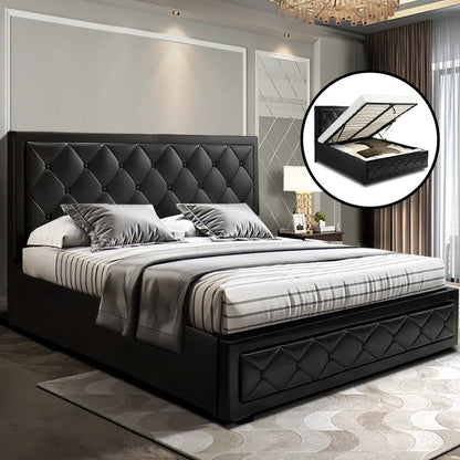 Artiss Bed Frame Queen Size Gas Lift Black TIYO - Mekamart Australia