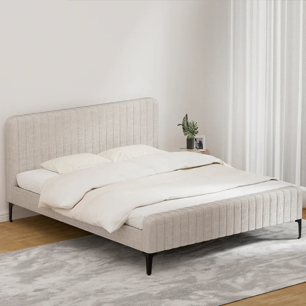 Artiss Bed Frame King Size Beige AMMY - Mekamart Australia