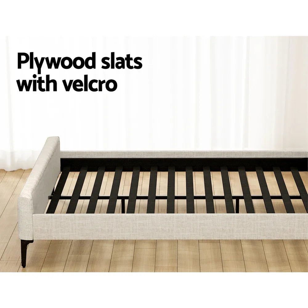 Artiss Bed Frame King Size Beige AMMY - Mekamart Australia