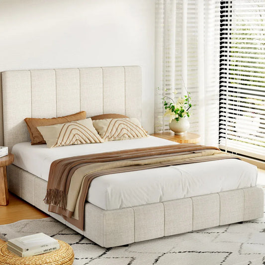 Artiss Bed Frame Double Size Beige TETTE - Mekamart Australia