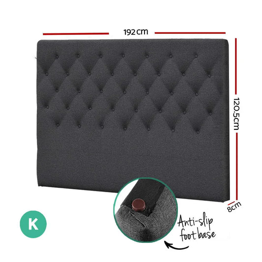 Artiss Bed Head Headboard King Size Fabric - CAPPI Charcoal - Mekamart Australia