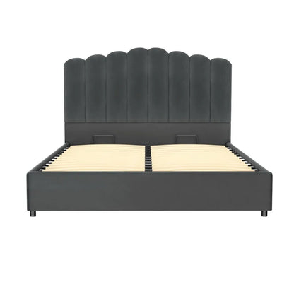 Artiss Bed Frame Double Size Velvet Grey FION - Mekamart Australia