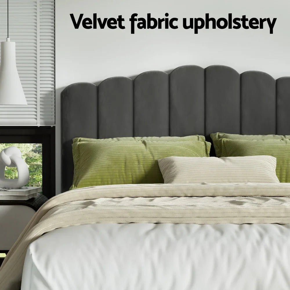 Artiss Bed Frame Double Size Velvet Grey FION - Mekamart Australia