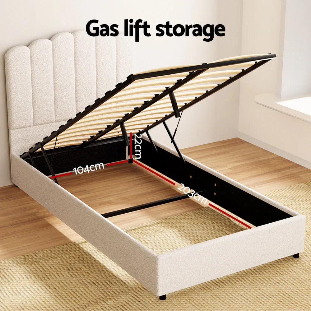 Artiss Bed Frame King Single Size Boucle FION - Mekamart Australia
