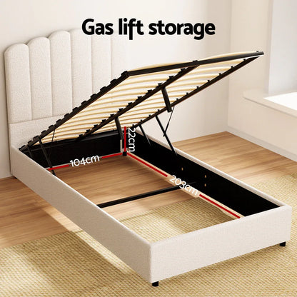 Artiss Bed Frame King Single Size Boucle FION - Mekamart Australia