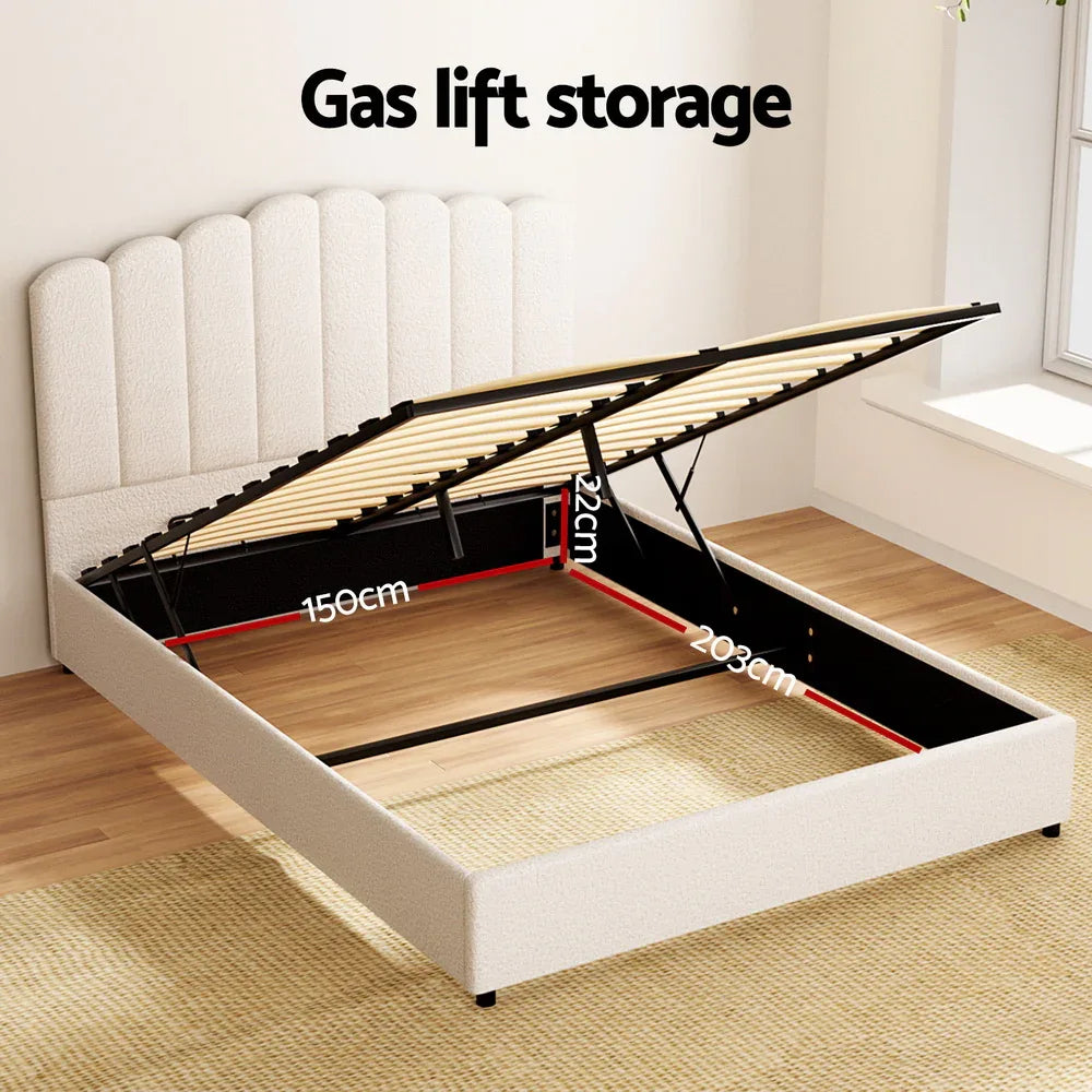 Artiss Bed Frame Queen Size Boucle FION - Mekamart Australia