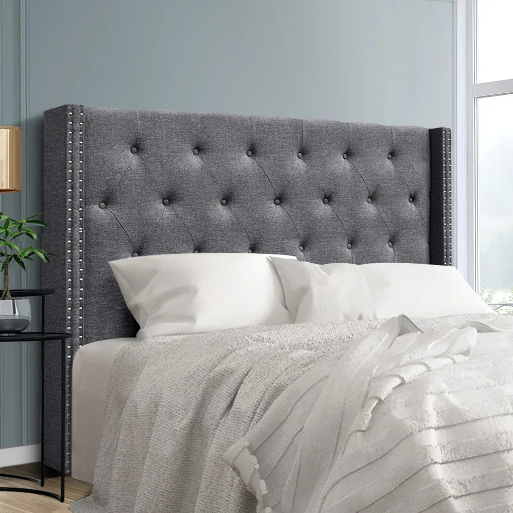 Artiss Bed Head Headboard Queen Size Fabric - LUCA Grey - Mekamart Australia