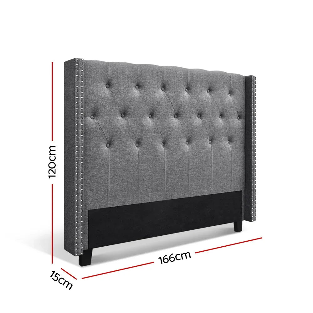 Artiss Bed Head Headboard Queen Size Fabric - LUCA Grey - Mekamart Australia