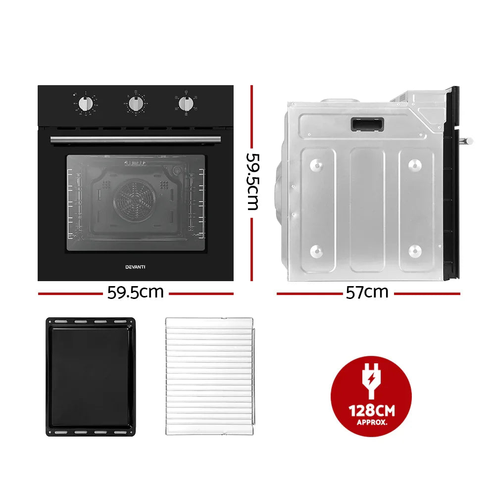 Devanti 60cm Electric Built In Wall Oven Stainless Steel - Mekamart Australia