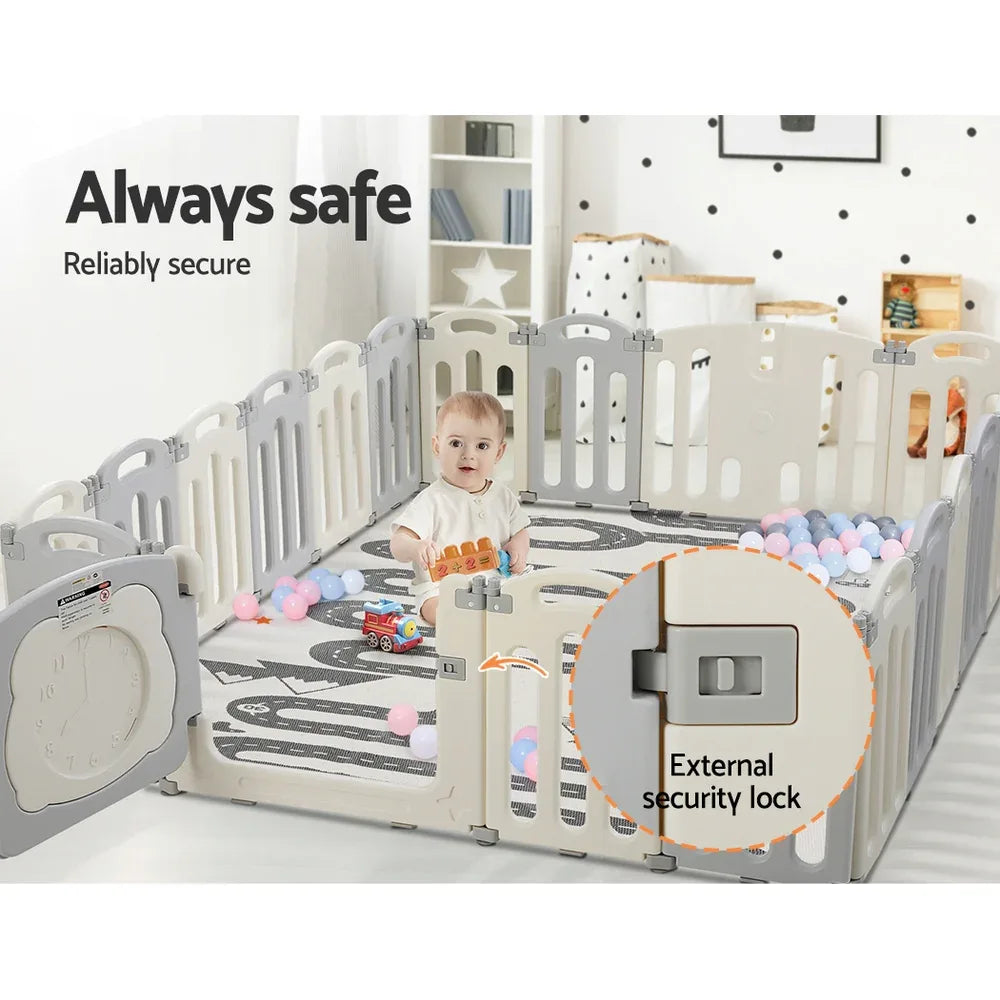 Keezi Baby Playpen 20 Panels Foldable Toddler Fence Safety Play Activity Centre - Mekamart Australia