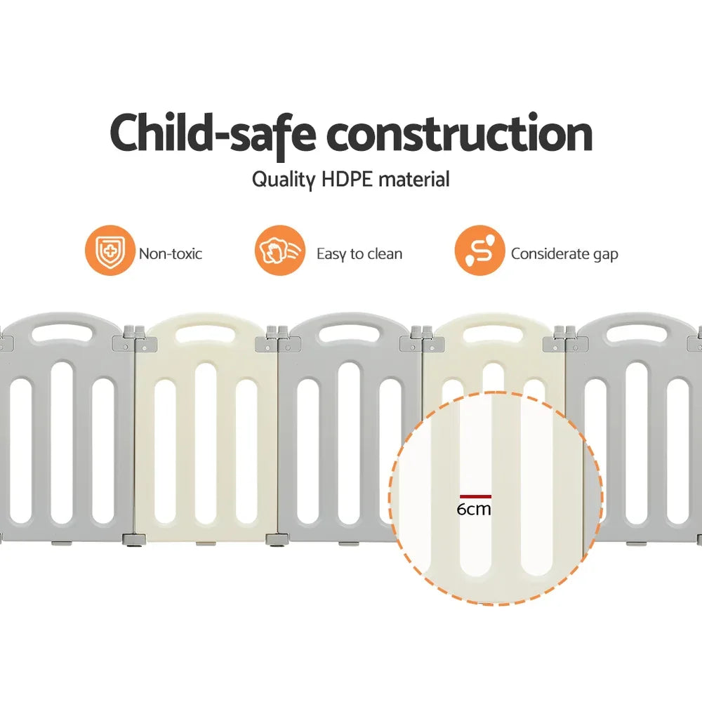 Keezi Baby Playpen 20 Panels Foldable Toddler Fence Safety Play Activity Centre - Mekamart Australia