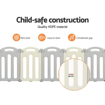 Keezi Baby Playpen 20 Panels Foldable Toddler Fence Safety Play Activity Centre - Mekamart Australia