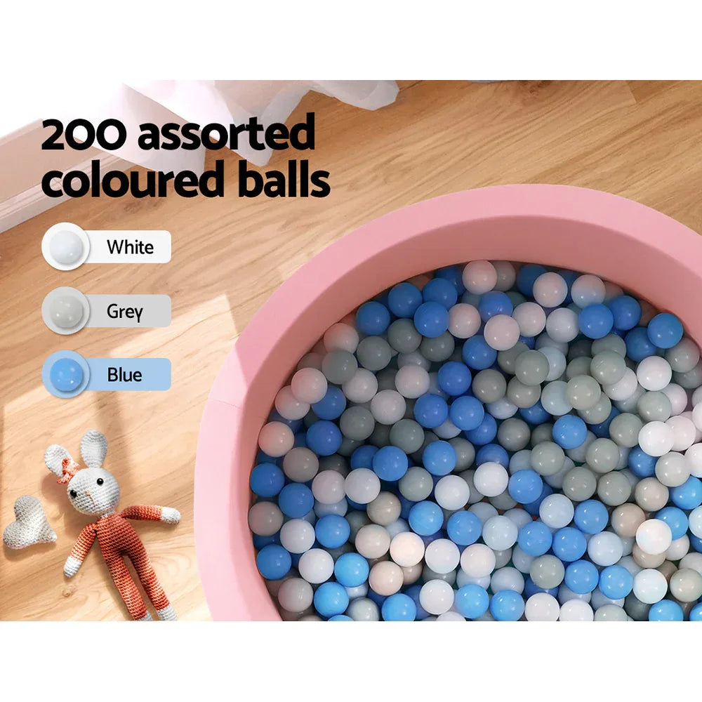 Keezi Kids Ball Pit 90x30cm Ocean Foam Play Pool Barrier Toys Children Pink - Mekamart Australia