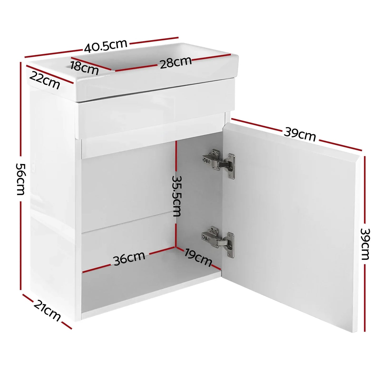 Cefito Vanity Unit 400mm with Basin White - Mekamart Australia