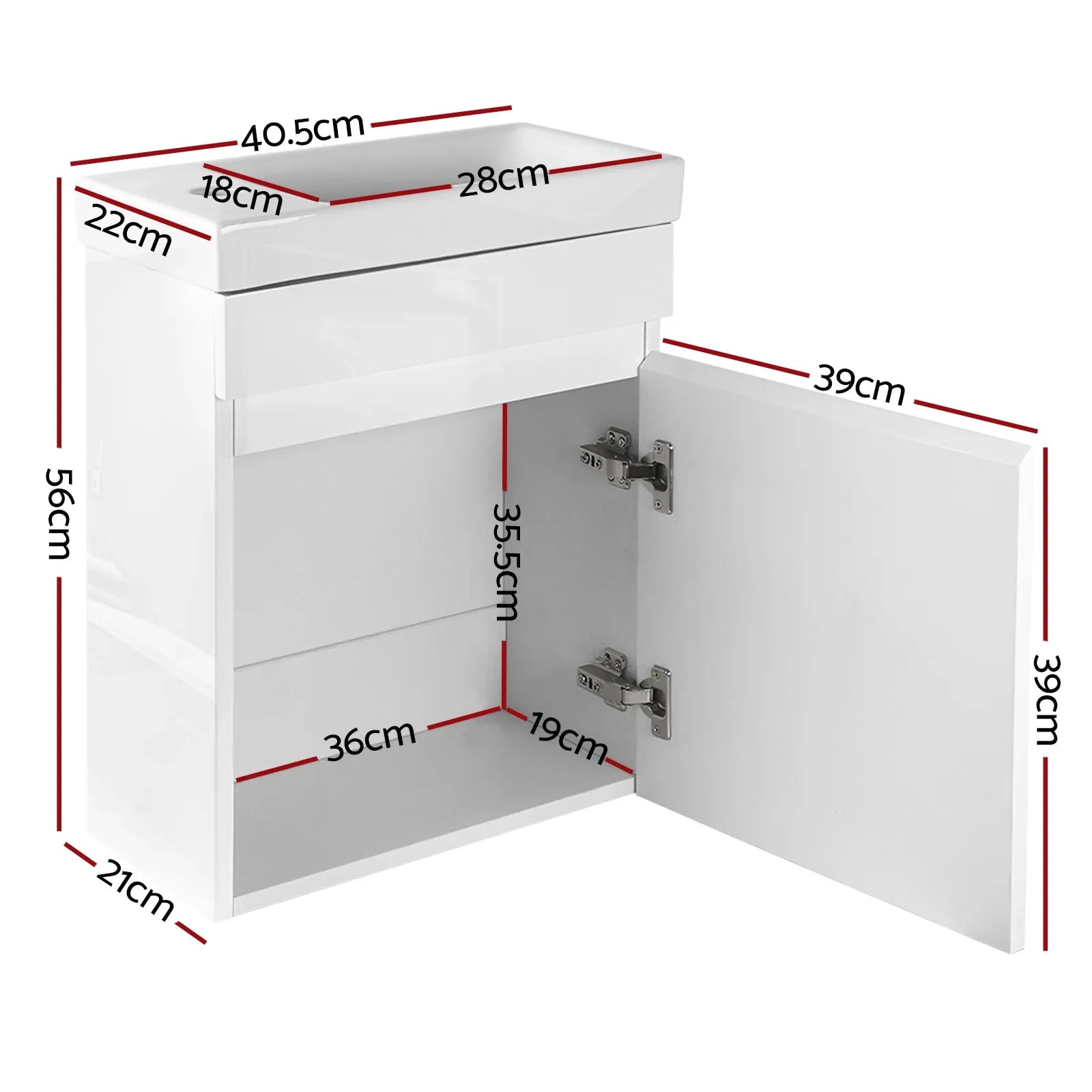 Cefito Vanity Unit 400mm with Basin White - Mekamart Australia