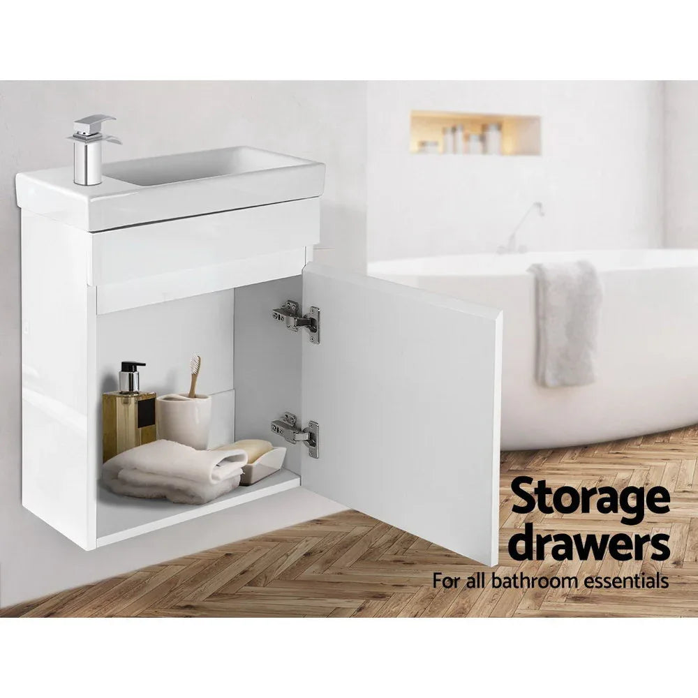 Cefito Vanity Unit 400mm with Basin White - Mekamart Australia