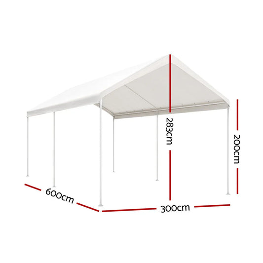 Instahut Carports 3x6m Carport Kits Steel Shelter Gazebo Canopy Garage Portable Garden Shed - Mekamart Australia