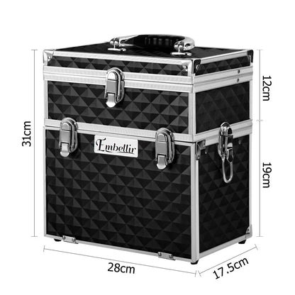 Embellir Portable Cosmetic Beauty Makeup Carry Case with Mirror - Diamond Black - Mekamart Australia