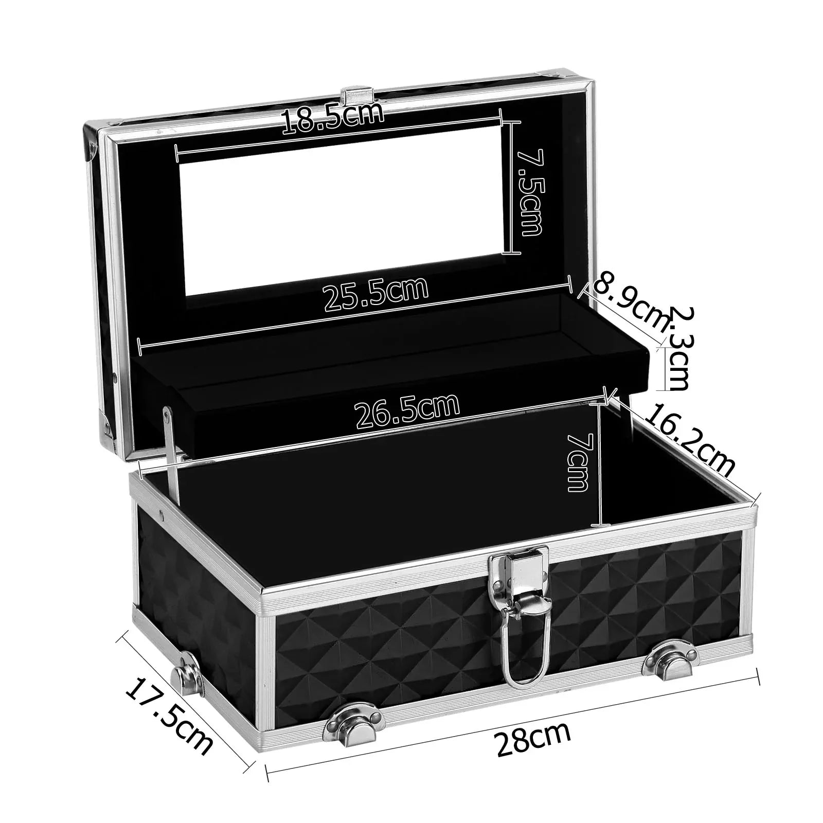 Embellir Portable Cosmetic Beauty Makeup Carry Case with Mirror - Diamond Black - Mekamart Australia