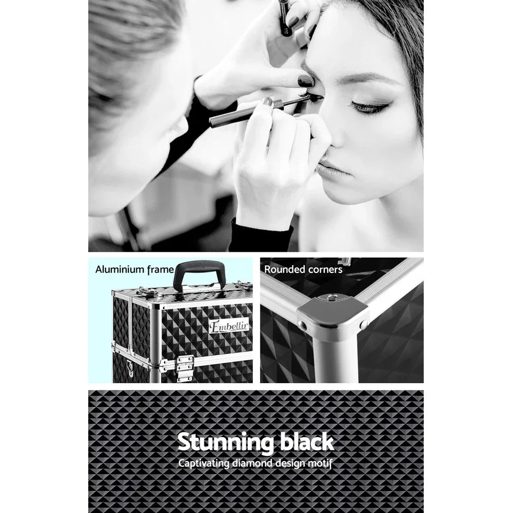 Embellir Portable Cosmetic Beauty Makeup Case - Diamond Black - Mekamart Australia