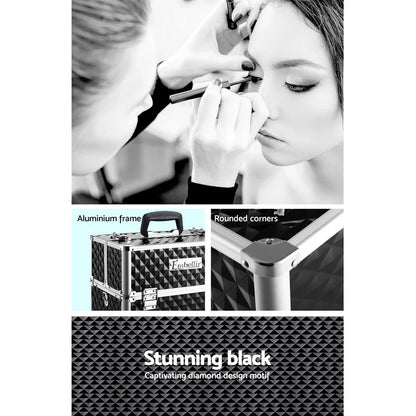 Embellir Portable Cosmetic Beauty Makeup Case - Diamond Black - Mekamart Australia