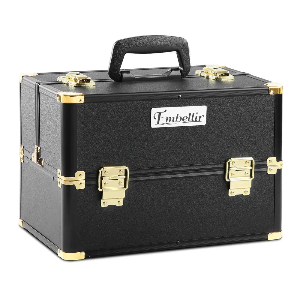 Embellir Portable Cosmetic Beauty Makeup Case - Black & Gold - Mekamart Australia