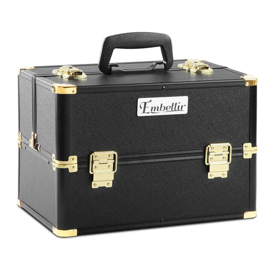 Embellir Portable Cosmetic Beauty Makeup Case - Black & Gold - Mekamart Australia